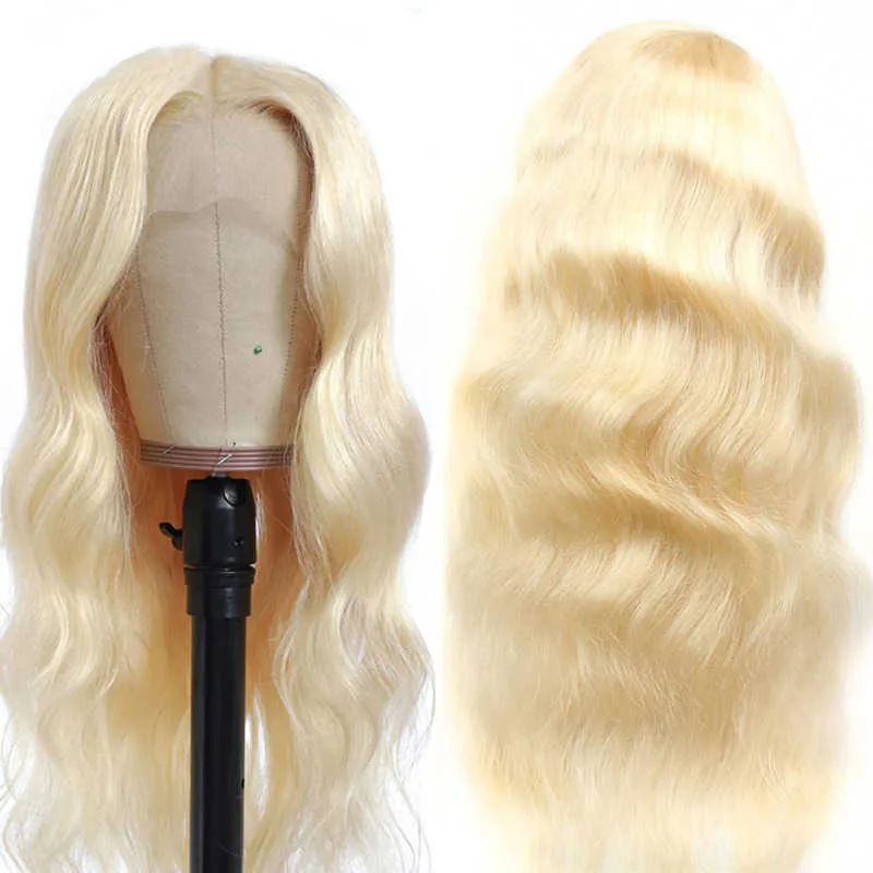 Syntetiska peruker 613 Body Wave Spets Wig Syntetic för svarta kvinnor Middle T Del 613 Blond Highlight Bourgogne Cosplay Daily Wear 230227