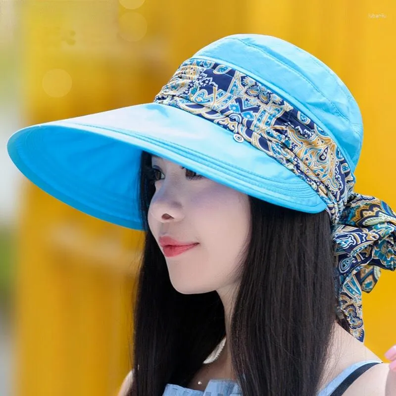 Sombreros de ala ancha de verano Paisley bufanda visera gorras cubierta cara Anti-UV plegable sol mujeres protección al aire libre ciclismo sombrero de playa