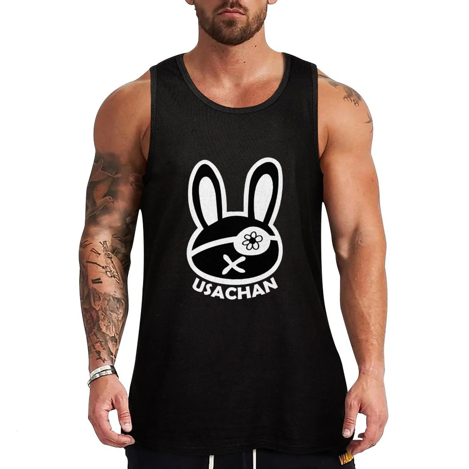 Topy z czołgami męski Buddha Usachan Bunny Rabbit Okuch Top Gym T Shirt Mężczyzna kamizelka 230717