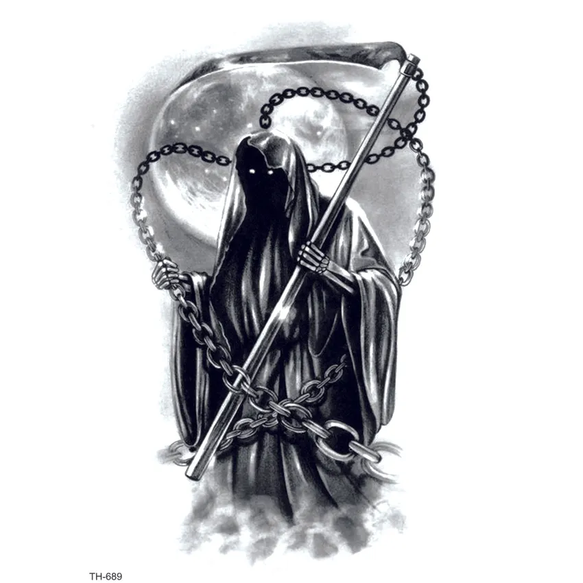 Grim Reaper Waterproof Temporary Tattoo Sticker Soul Reaper Tatoo Men ...