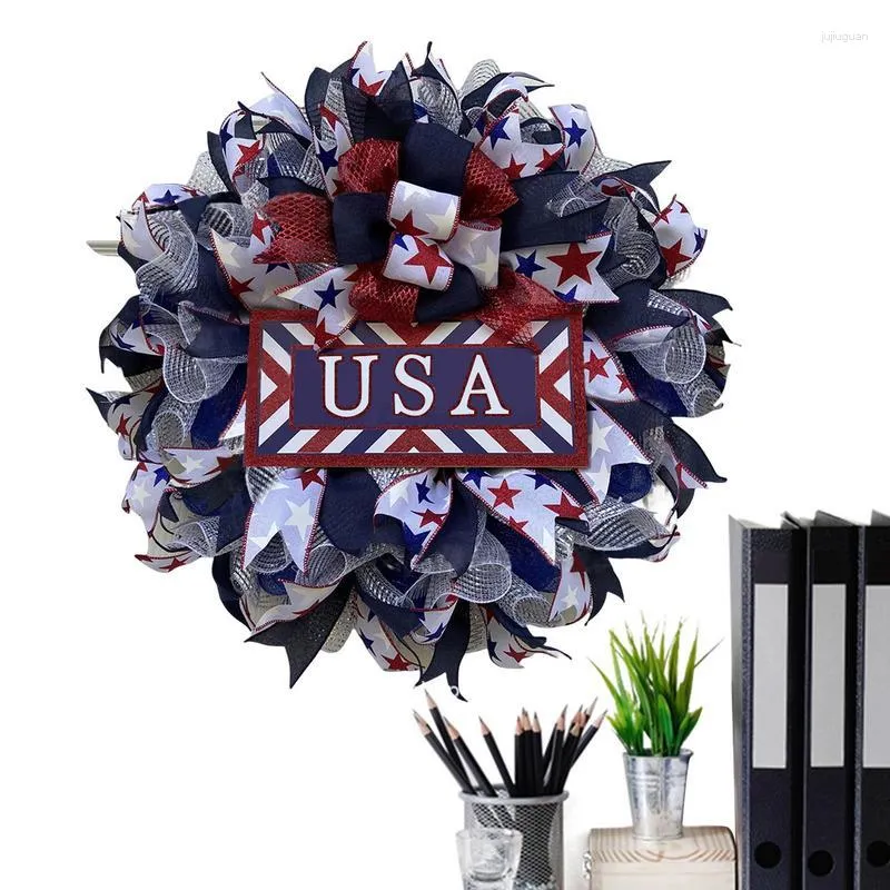 Decoratieve bloemen patriottische krans Amerikaanse vlag deur voor onafhankelijkheidsdag 16 inch tuin school arbeid