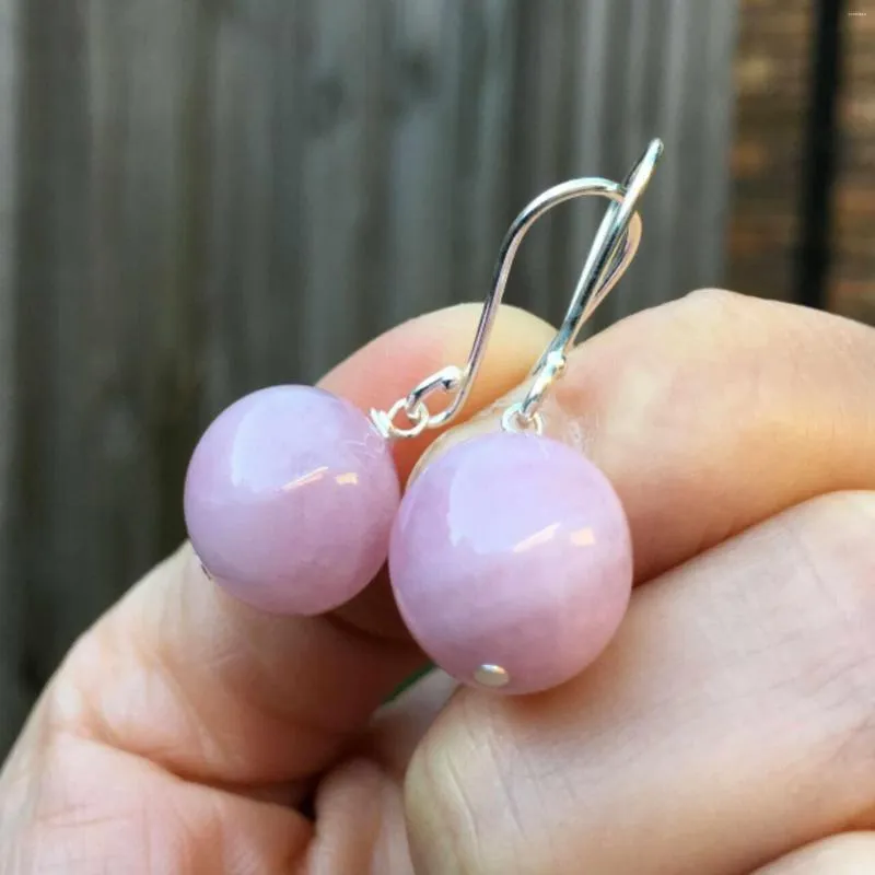 Orecchini pendenti Eleganti 13mm Perle di quarzo rosa naturale Nappa Argento 925 Matrimonio Fai da te Classico Festa della mamma Bellissimo gancio Gioielli fortunati