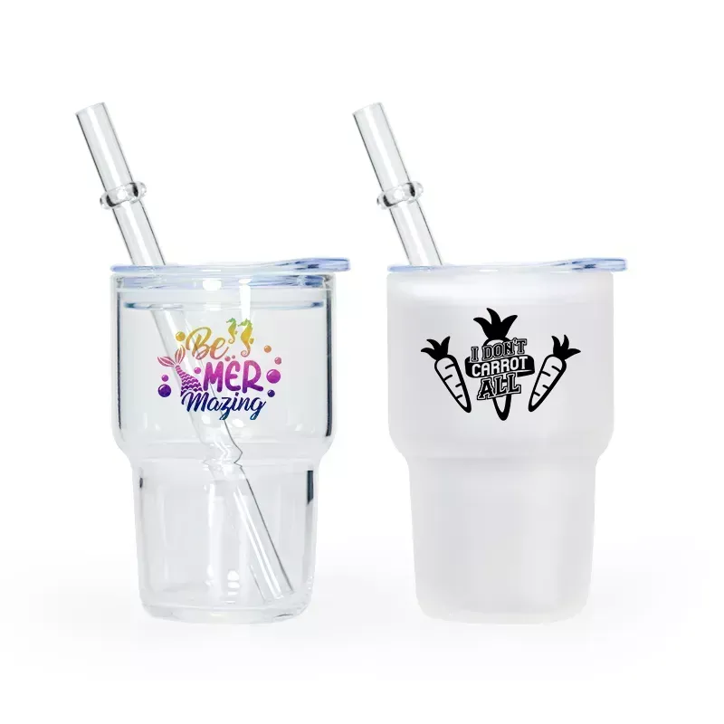 Roestvrij sublimatie 3oz wijnbekers Clear Frosted Colors Likeur Shot Glass met plastic deksel NIEUW