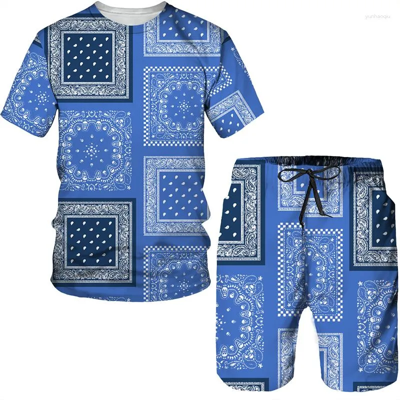 Tute da uomo Eleganti anacardi Stampa floreale Set Vintage Paisley 3D T-shirt/Pantaloncini/Completi Casual Coppia Outfit Hip Hop Streetwear Tuta