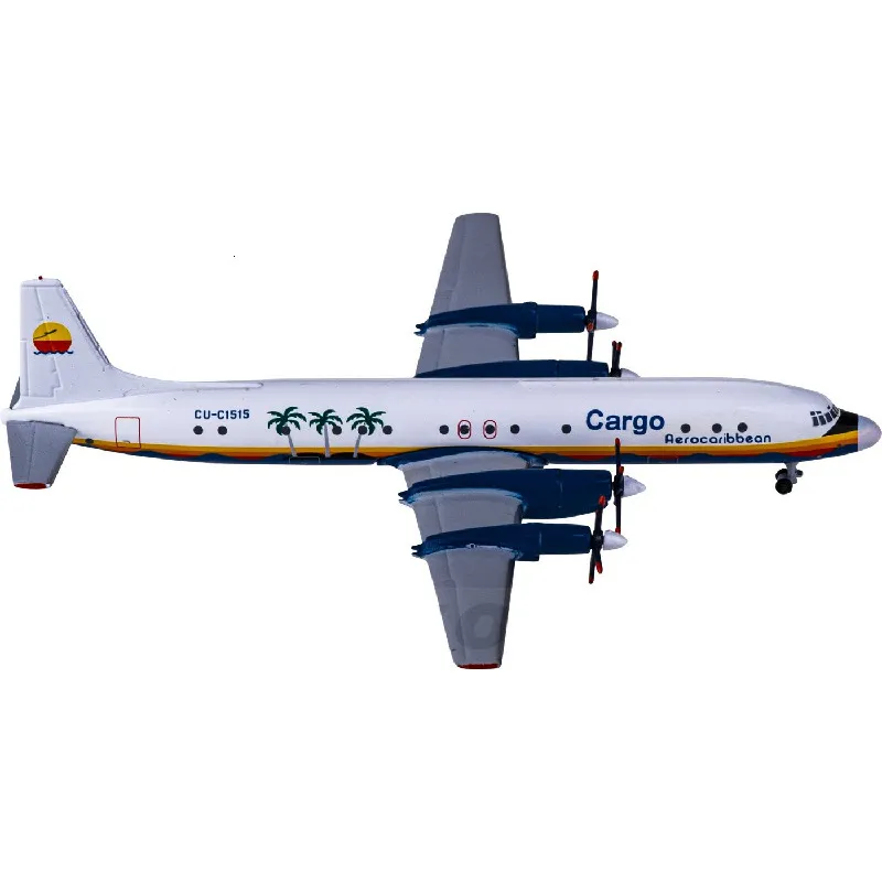 Aircraft Modle 1 Scala 400 AC411097 Aero Caribbean Airlines Airbus Il-18 CU-C1545 Avion Miniature in metallo Aviacion Modello di aeroplano Giocattoli per ragazzi 230718