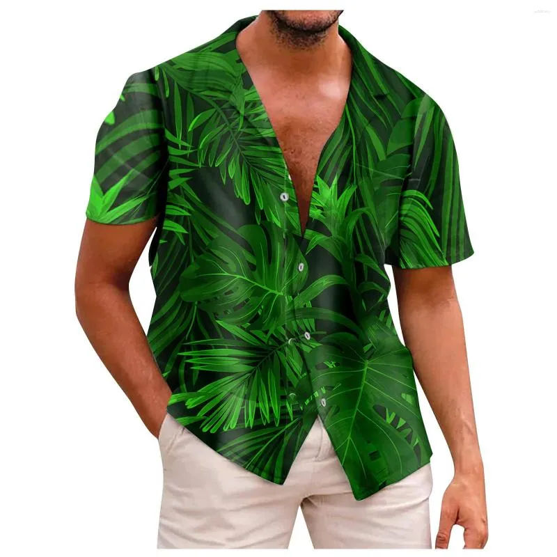 Chemises habillées pour hommes élégantes impression 3d été décontracté à manches courtes bouton chemise mode confortable ample avec poche Blouses