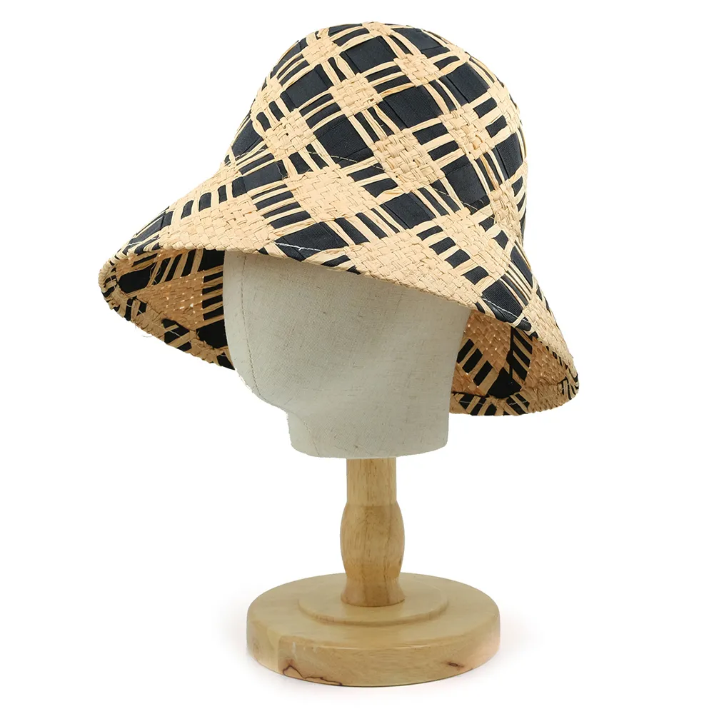 Cappelli a tesa larga Cappelli a secchiello Cappello a secchiello in paglia di rafia Cappello a cloche estivo da donna Sun Beach Moda fatta a mano 230717