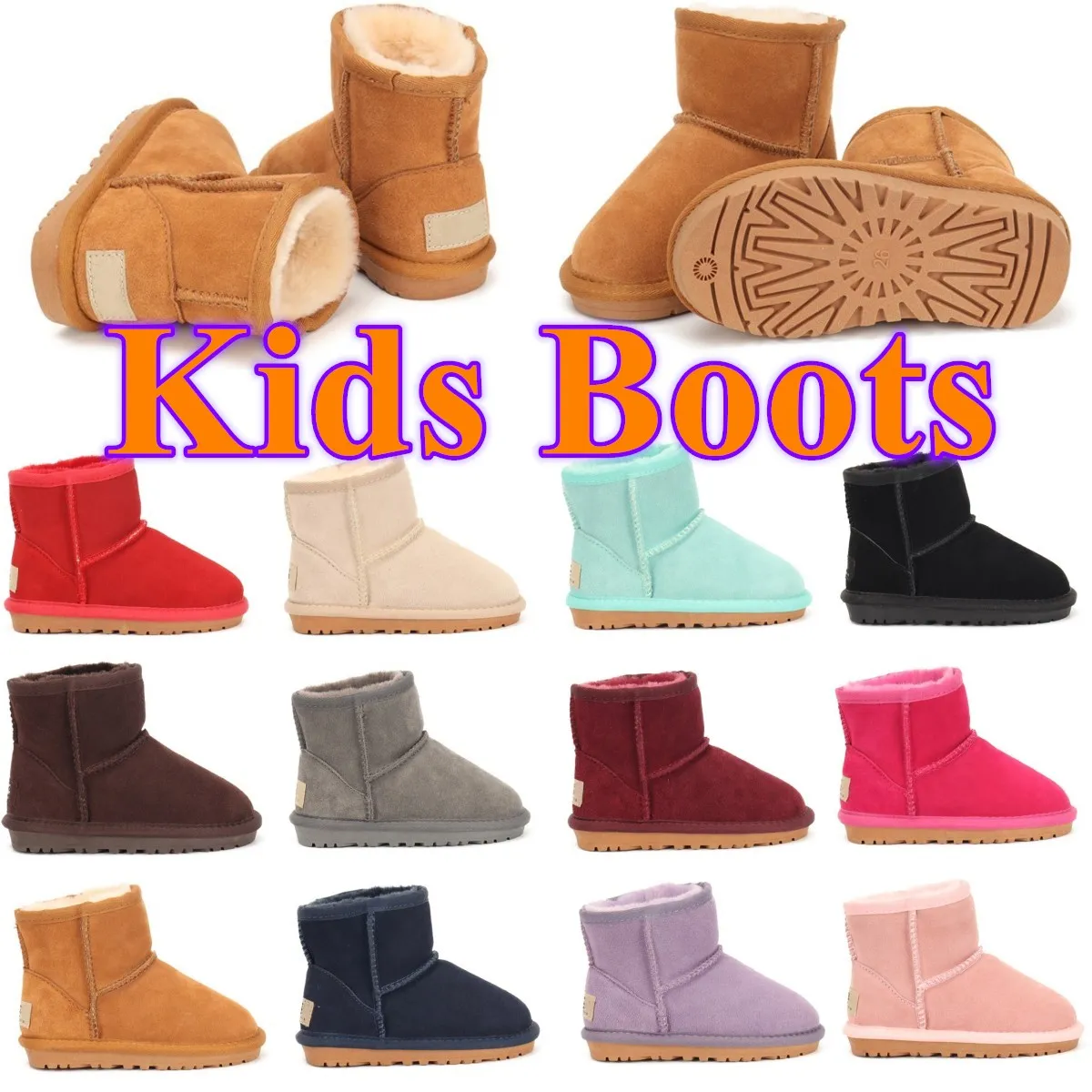 bottes pour enfants 5854 Tout-petits Australie demi-botte jeunes garçons filles mini-bottes Chaussures pour enfants designer hiver Chaussons hauts jeunesse Chaussures en cuir véritable