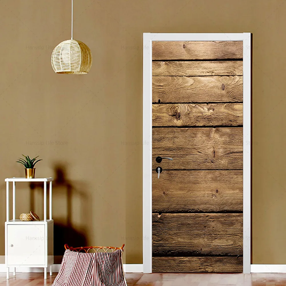 Adesivo Porta 3D Effetto Legno Retrò - 88x200 Cm Autoadesivo Vinile Impermeabile - Foto 3