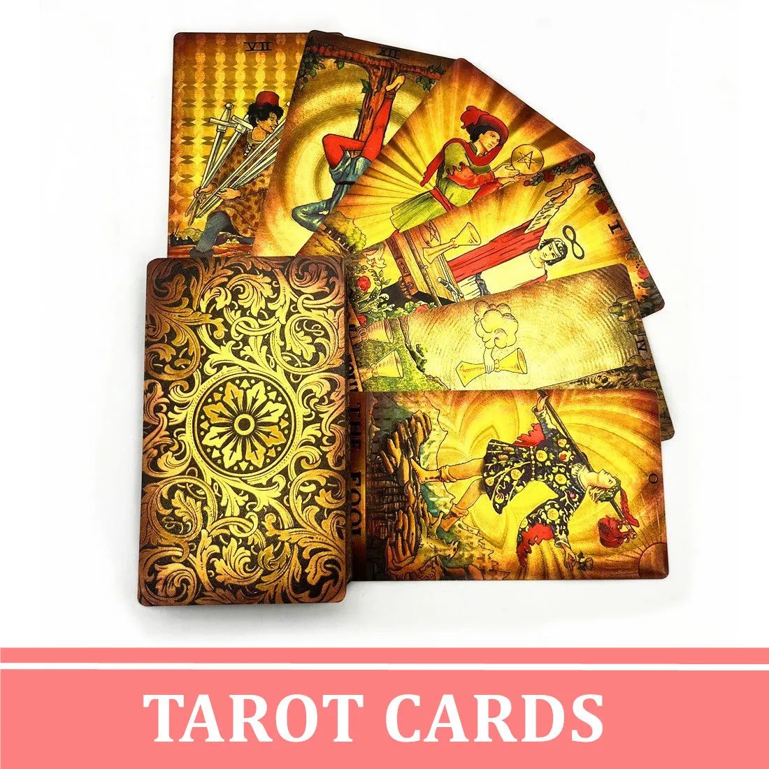 Set di Tarocchi in Lamina d'Oro 78 Pezzi di Lusso - Carte Con 36 Pagine Guida, PVC Impermeabile e Anti-Rughe, Set Per Principianti Con Libro, Oracle Cards