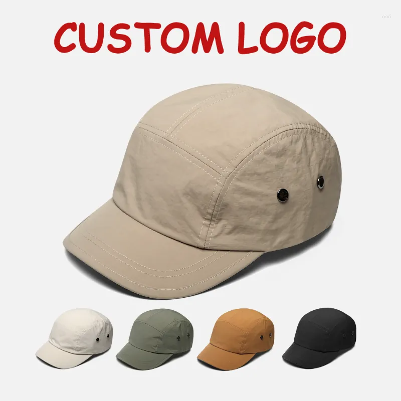 ボールキャップサマークイックドライ5フラップ野球カスタムロゴ男性と女性のための薄い通気性レトロショートブリミングキャンプ帽子