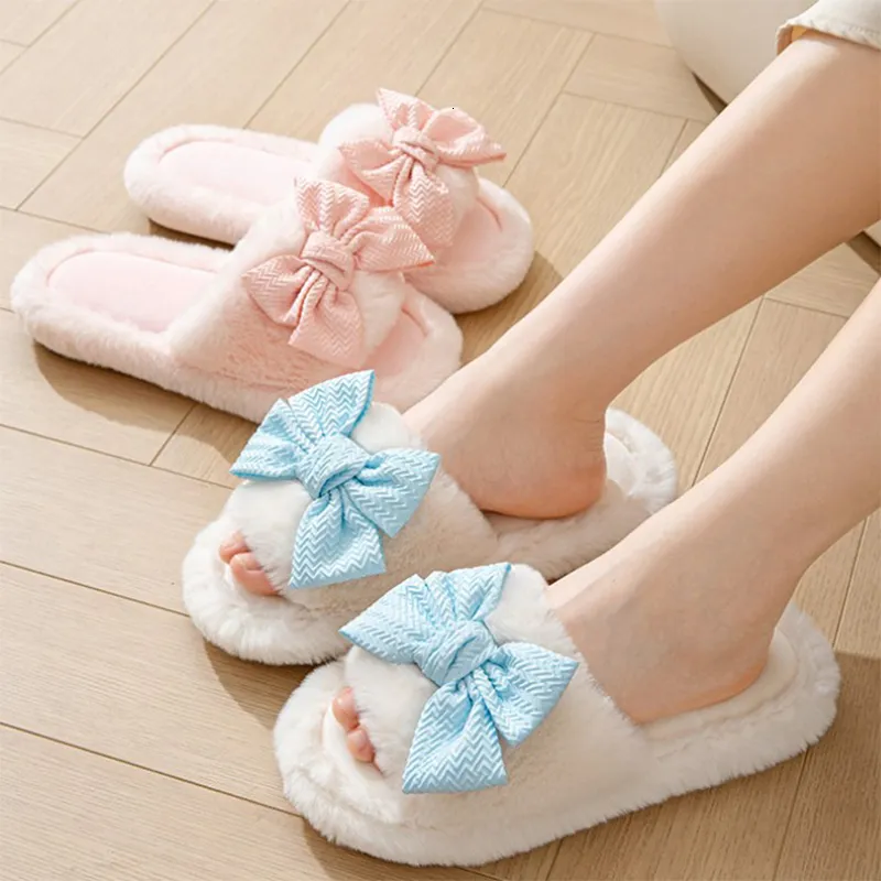 665 Women Plush Comfortable Leather and Integrated Fur Slippers Indoor Floor Winter 230717