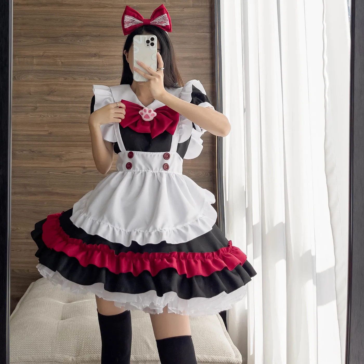 Womens Halloween Anime Cosplay Maid Costume Black Red Kawaii Lolita Style Party Outfit from Dhgate Others Apparel - price 18.94 Womens Halloween Anime Cosplay Maid Costume Black Red Kawaii Lolita Style Party Outfit from Dhgate Others Apparel - price 18.94