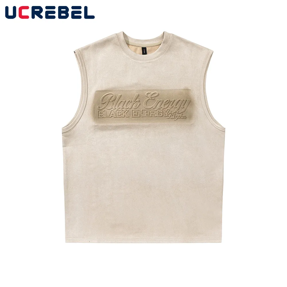 Men s Tank Tops Summer Loose Gradient Dyed Sleeveless Vest Mens High Street Letter Casual Crew Neck 230718