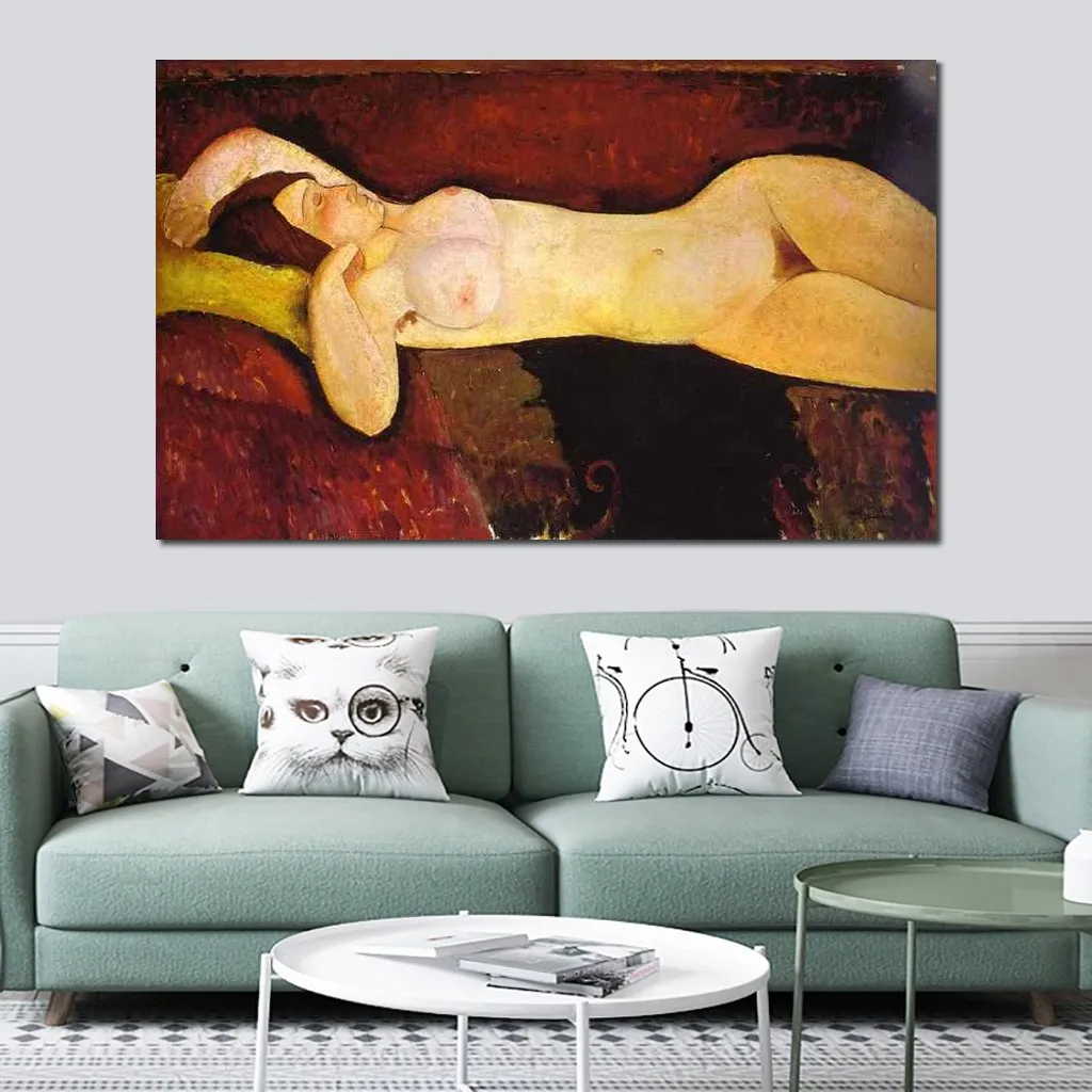 Tela de arte de parede artesanal Le Grand Nu (o grande nu) Amedeo Modigliani pintura retrato arte moderna decoração de hotel