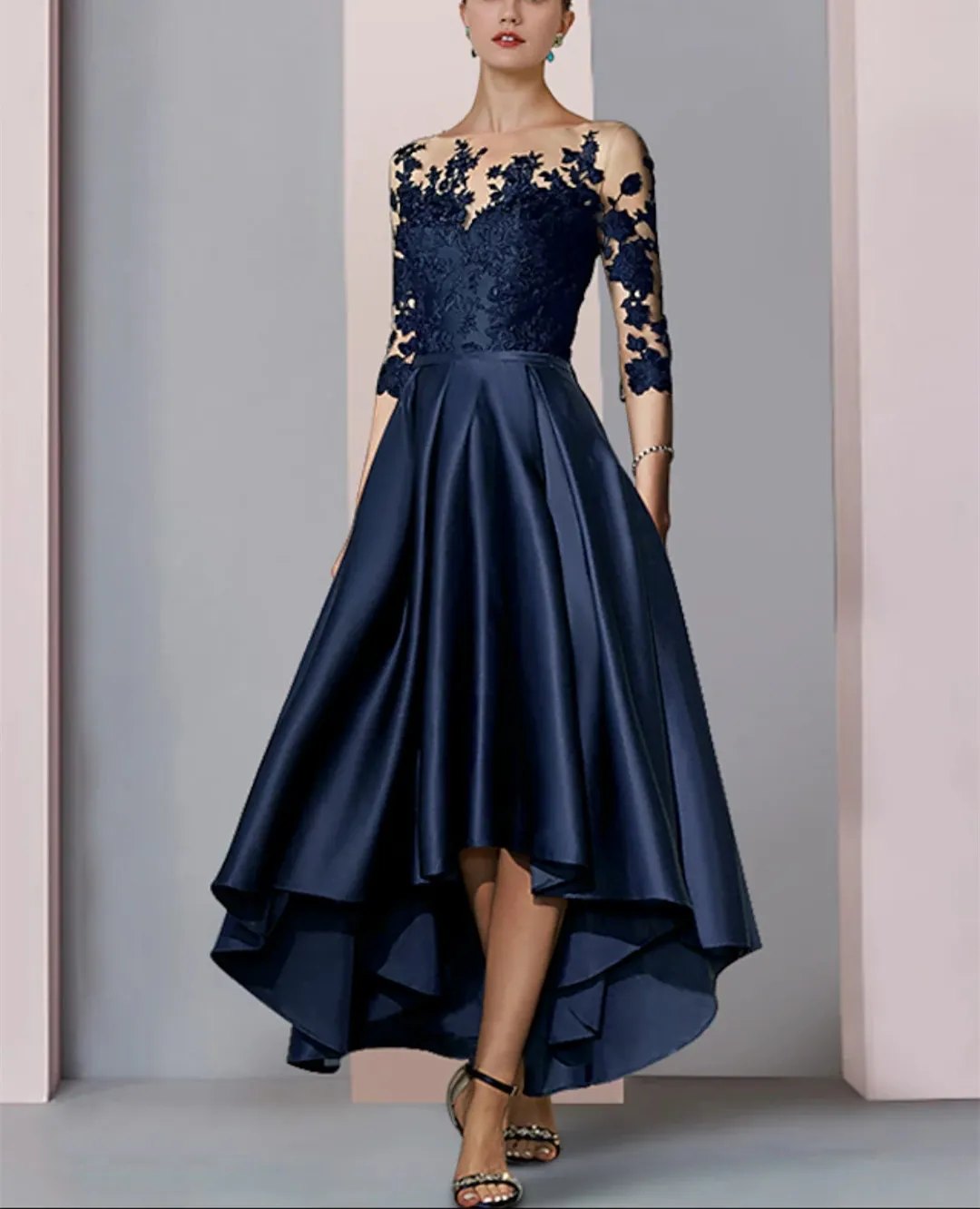 chinese dress ladies TAYLOR V-NECK BIAS CUT SILK DRESS W/ LACE main image 1