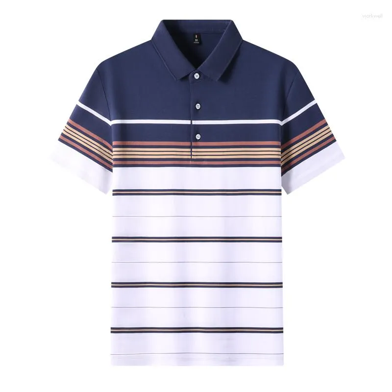 Polo da uomo di alta qualità cotone tinto in filo di lusso spogliato moda estiva polo casual per uomo logo manica corta top abbigliamento