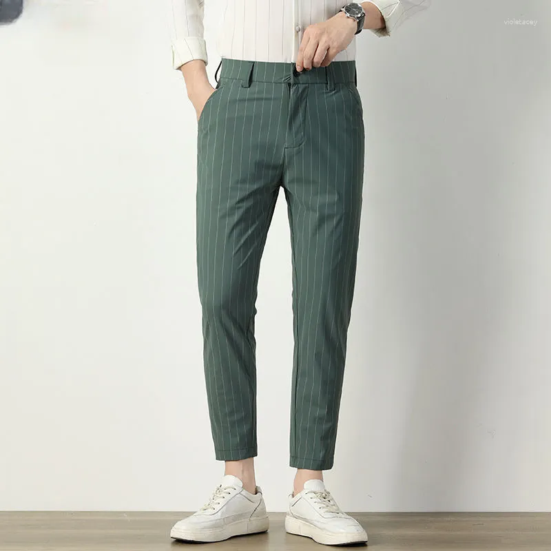Garnitury męskie Business Casual Suit Pants Men Solid High Tase Prosto formalne spodnie Męs