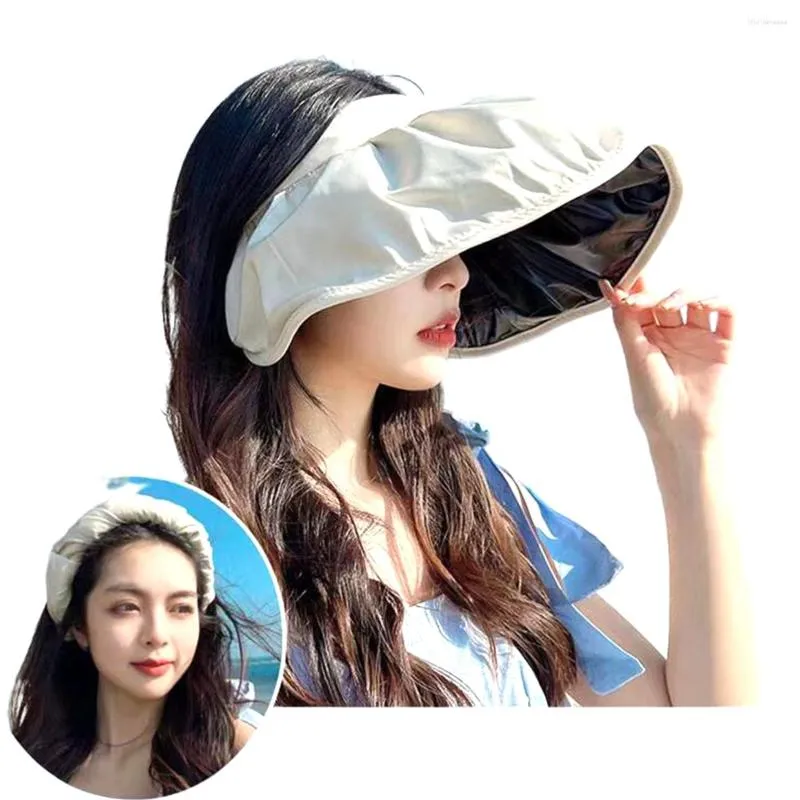 Breite Krempe Hüte 5 stücke Sonnenschutz Hut UV-Schutz Dual-Use-Haar Hoop Sonne Für Frauen Outdoor Strand Faltbare kappen