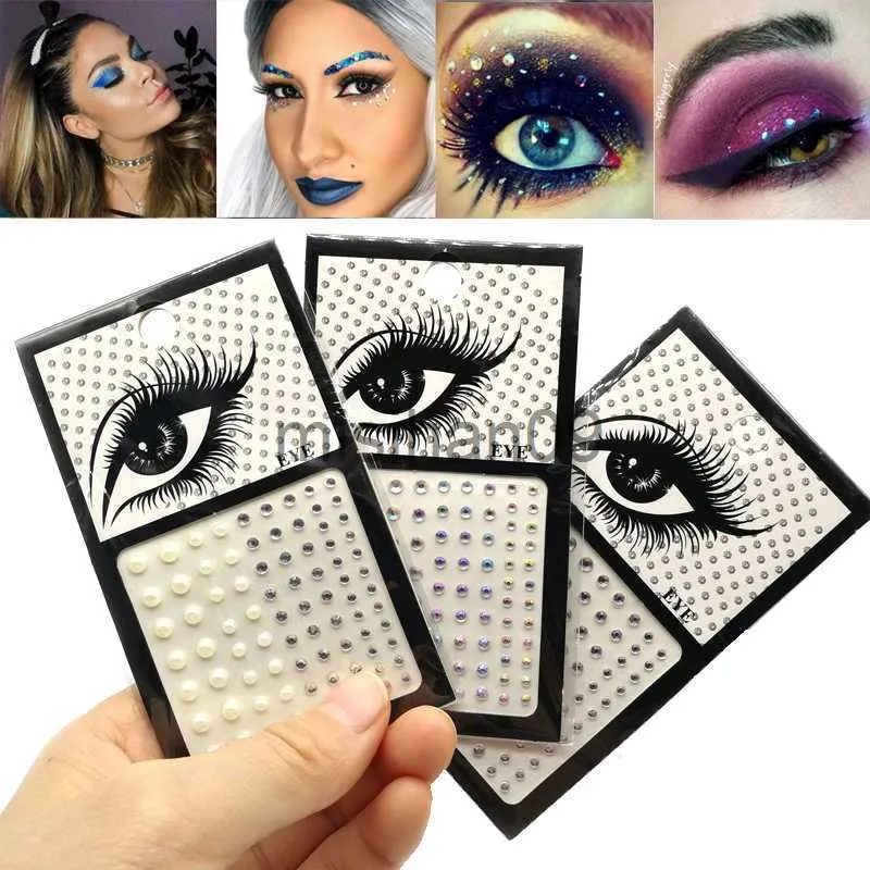 Outros Maquiagem Cristal de Sereia Adesivo de Tatuagem Temporária Glitter 3D Delineador Sobrancelha Maquiagem Corpo Rosto Olhos Diamante Rocha Adesivos de Strass J230718