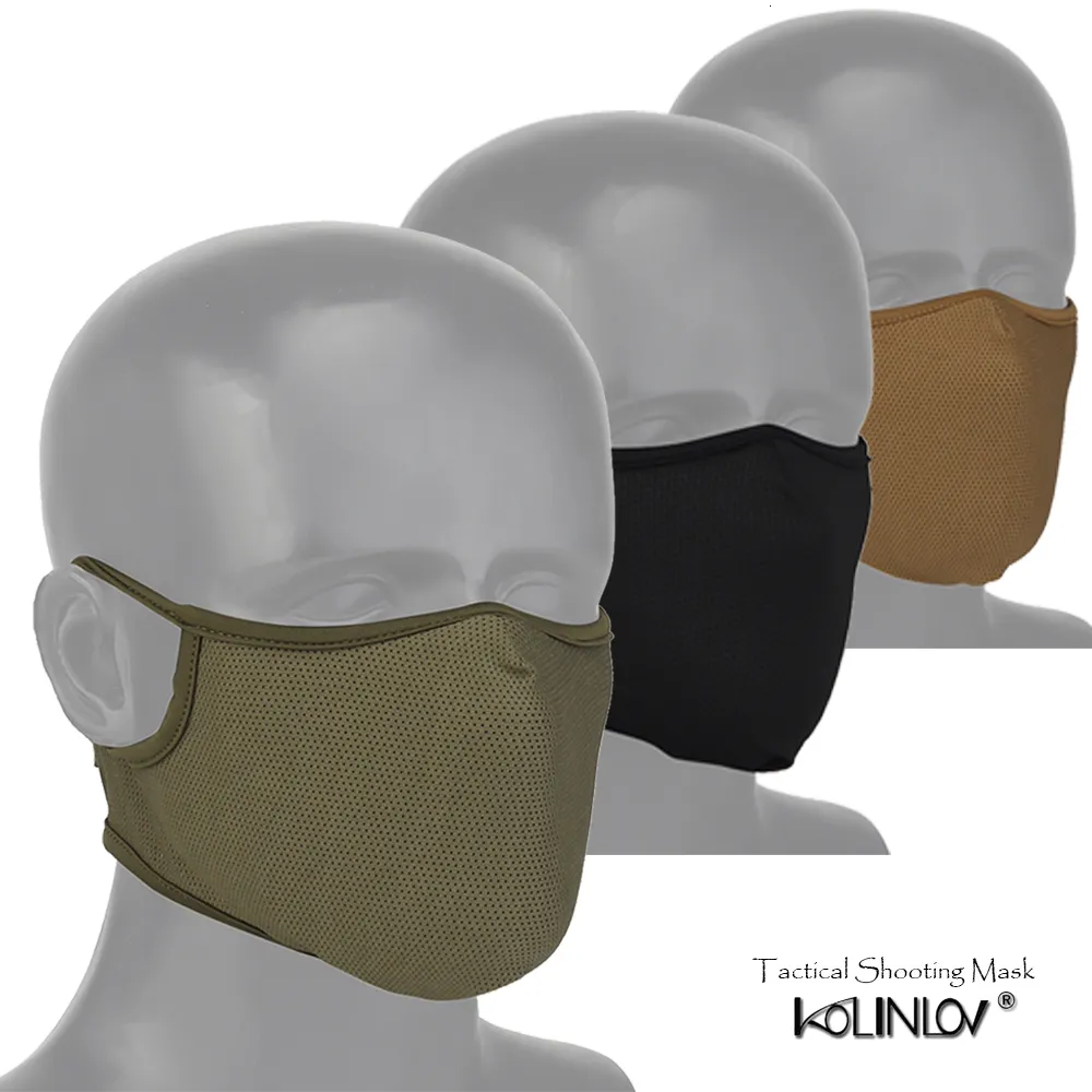 Mode Gezichtsmaskers Nekbeenkap Tactisch Schieten Half Gezicht Bivakmuts Masker voor CS Leger Militair Jagen Buiten Rijden Wandelen Ademend Comfortabel Bandana 230717