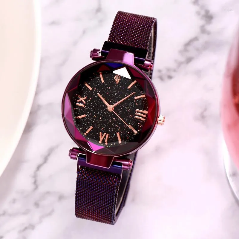 Montres-bracelets Mode Luxe Femmes Montres Milan Aimant Alliage Bracelet Chiffres Romains Ciel Étoilé Dames Horloge Quartz Montre-Bracelet Relogio Feminino