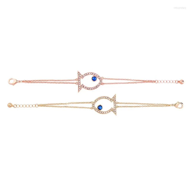 Bracelets porte-bonheur 2 couleurs cristal résine poisson Bracelet mignon or rose chaîne en or femmes bijoux accessoires