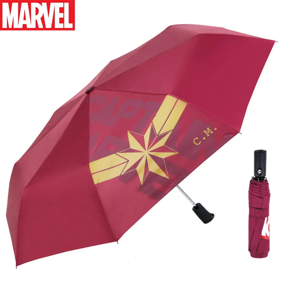  Teenager Umbrella Avenger Student Long Handle Umbrella Semi-Auto Eye Umbrella For Men Spiderman  Captain Umbrella