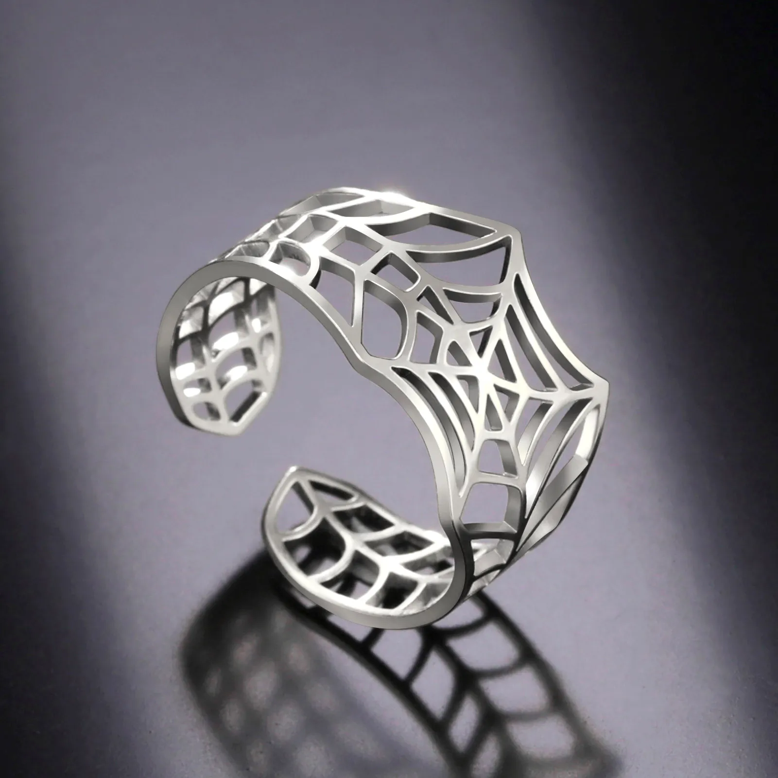 Skyrim Punk Spider Web Ring for Women Men Stainless Steel Creative Open Adjustable Rings 2023 Couple Jewelry Gift Wholesale