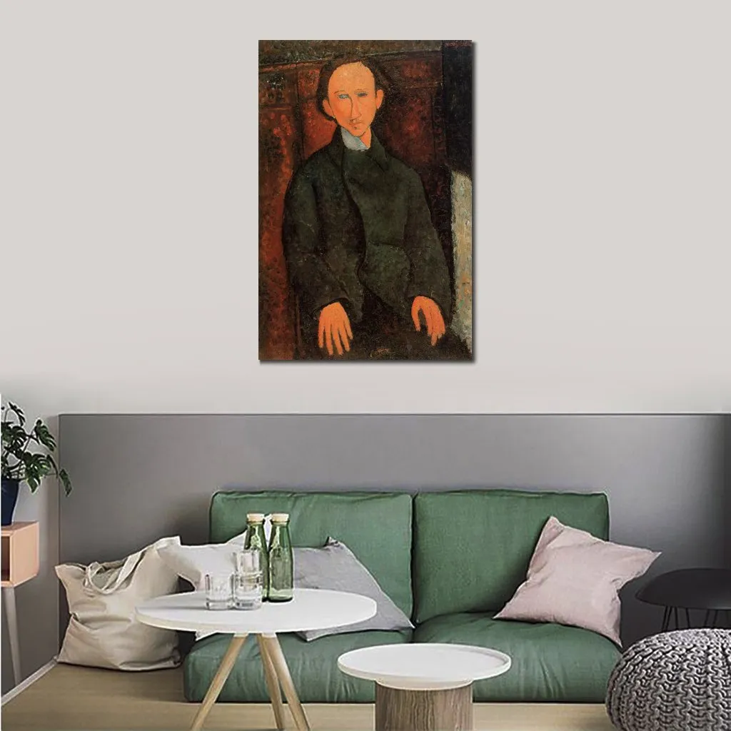 Famous Portrait Canvas Art Amedeo Modigliani Painting Portrait of Pinchus Kremenge Handmade Modern Cafe Bar Decor
