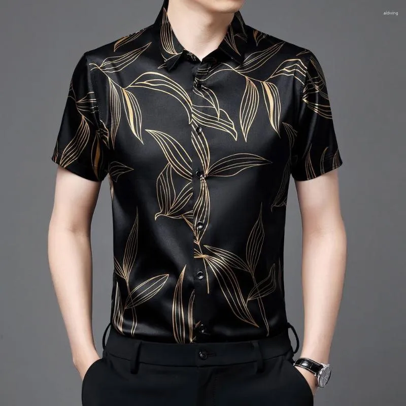Erkek Polos Moda Yaprağı Baskı Polo-Shirt Açık İki Aşınma Nefes Alabilir Yarım Kollu Erkek Giyim Yaz Düşük Profil Basit Üst W5601