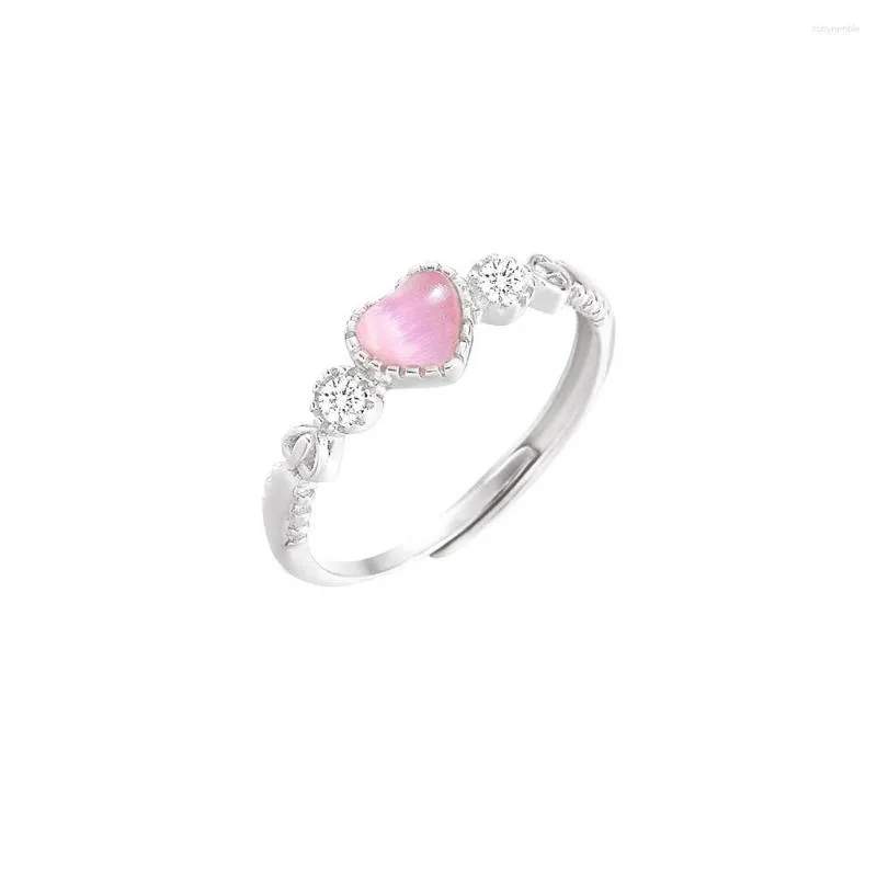 Anillos de racimo S925 Anillo de ópalo de plata esterlina Chica japonesa suave Joyería Lolita Banda dulce y encantadora