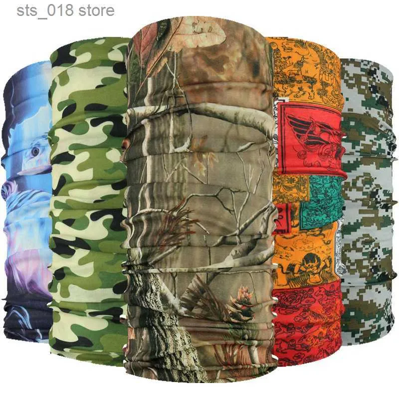 Cykelmössor masker Menfly 3D Tactical Camouflage Bandana för Cycling Men's Camo Buff Face Hood Summer Bike Sports Scarf Balaclava Golf Neck UV Mask T230718