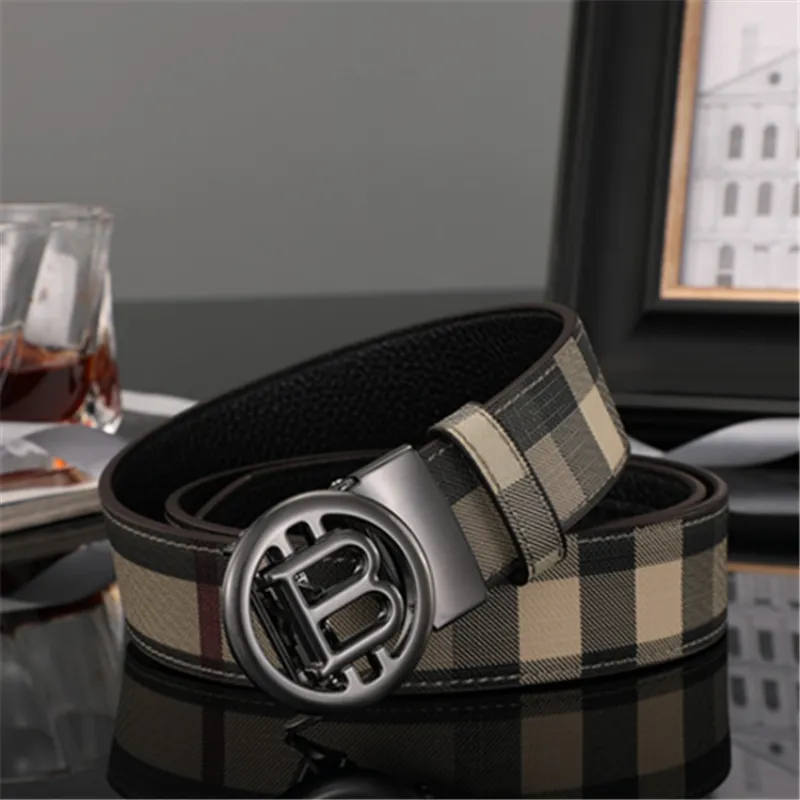 Bälten högkvalitativa designers Mens Belt Luxury Brand Famous Man Belts Automatisk B Buckle äkta läderbälten för män Bredd 3.4 230717