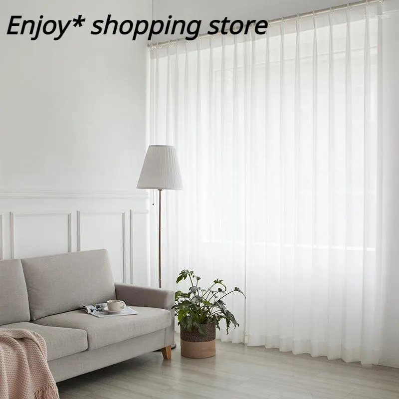 Vorhang aus weißem Tüll für Wohnzimmer, modernes Voile-Dekor, transparent, solide Küche