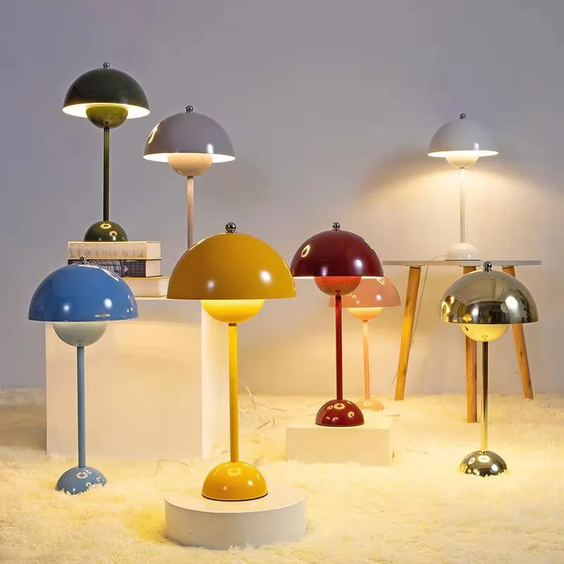 Other Home Decor Table Lamp Nordic Simple Creative LED Study Desk Lights Bedroom Bedside Night Lamps Macarone Mushroom 230717
