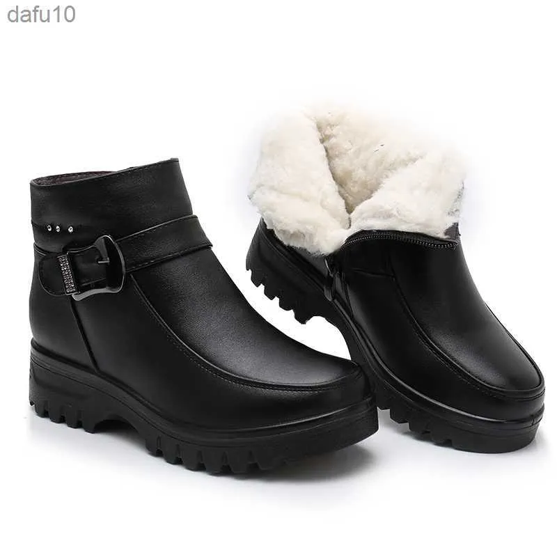 Fashion Winter Women Pu Leather Ankle Boots Female Thick Plush Warm Snow Boots Mother Waterproof Non-slip Booties L230704