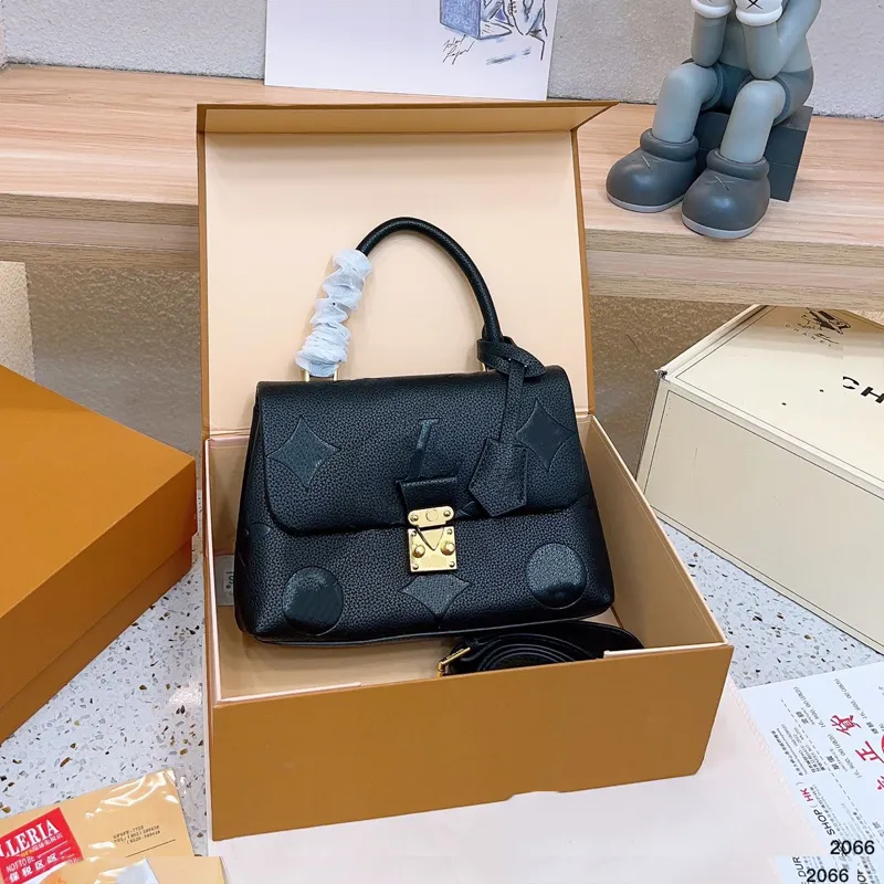 Woman Madeleine BB Lock type handbag Embossed Leather designers messenger bag Adjustable strap Commuting Bag M45977