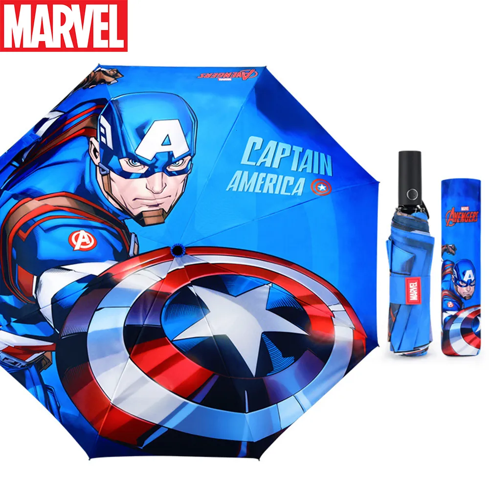  Captain America Auto Open Close Umbrella Folding Parasol Children Spiderman Umbrella Portable Windproof Travel Umbrella