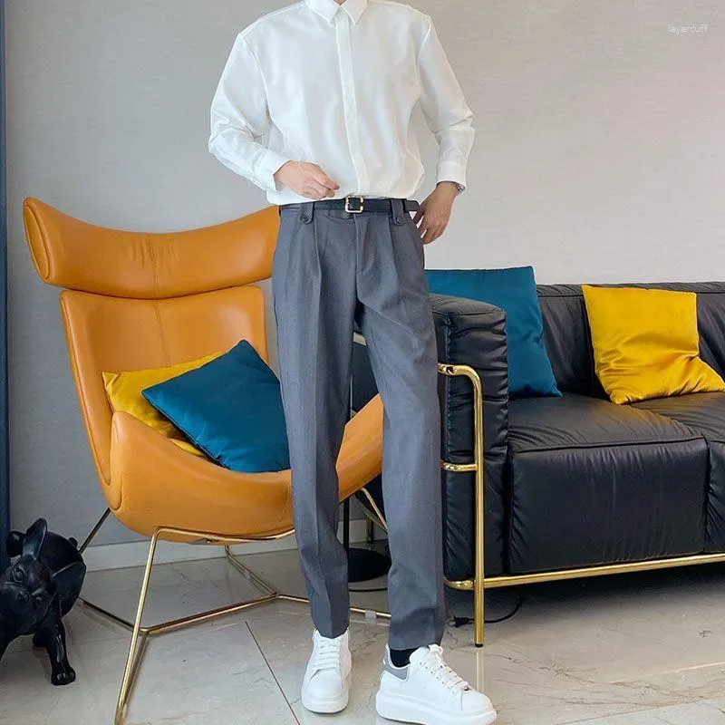 Men's Suits Casual Straight Pants Suit Pant Slim Fit Work 2023 Spring Summer Elastic Waist Stretch Business Jogging Trousers Male D12