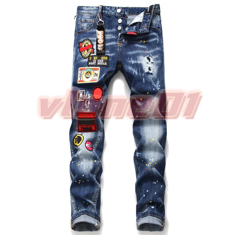 2023 Designer Mens Jeans Ripped Biker Moto Denim Pantalon Streetwear Denim Skinny Slim Straight Biker Jean Pour Homme