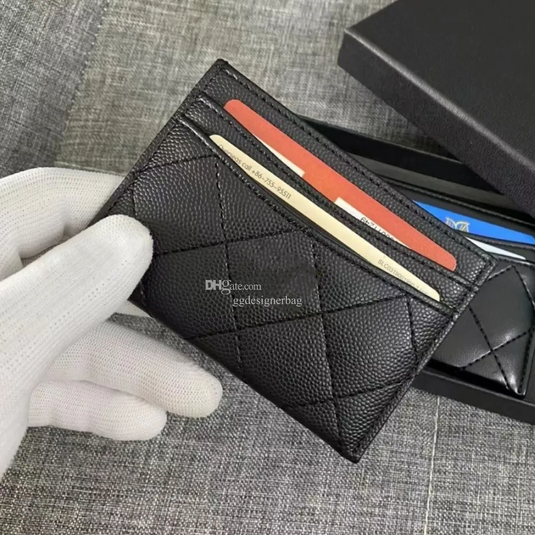 Luxury Designer Caviar Card Holder Wallet äkta lädermynt Purse Womans C Purses Mans Key Ring Credit Cards Bag Travel Documents Pass Holder Gift