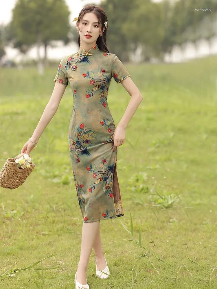 Cheongsam Dress Elegant Chinese Fashion Womens Clothing Hanfu Dresses  Summer Chinese Style