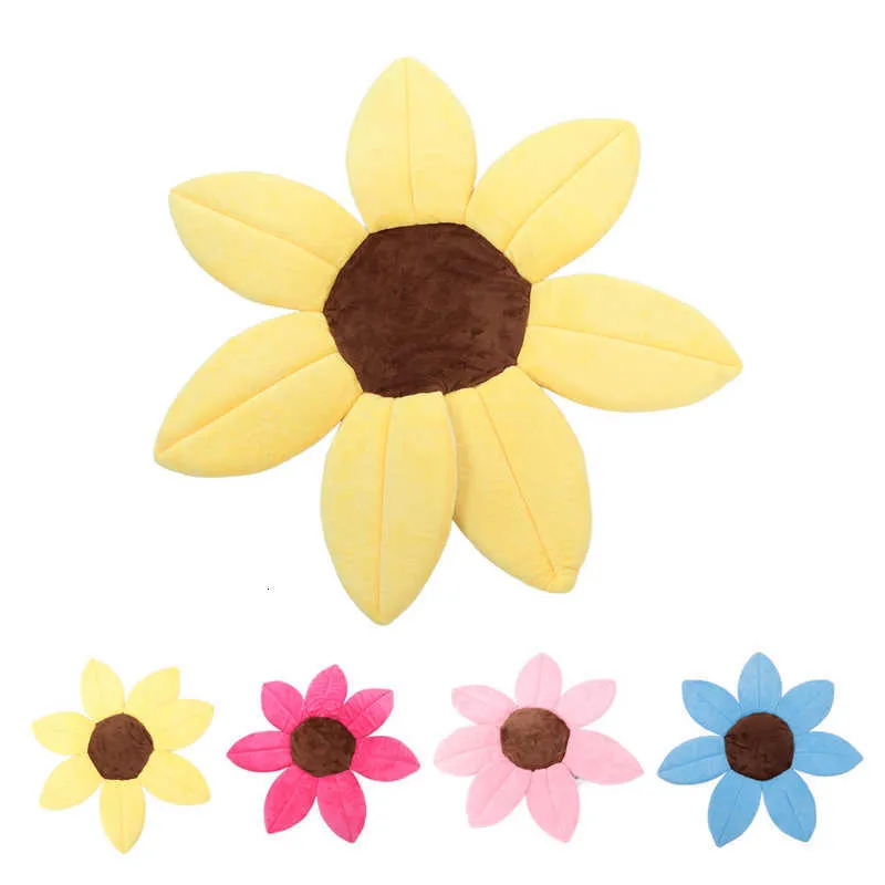 Badkarplatser Portable Sunflower Baby Bath Head Support Soft Skin Friendly Short Plush Sponge Blooming For Shower Room 230718