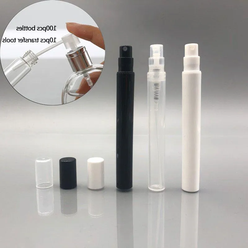 Flacone atomizzatore spray con pompa vuota in plastica trasparente da 5 ml, riutilizzabile, per olio essenziale di profumo, contenitore per campioni più morbido, regalo riutilizzabile, Bot Fcai