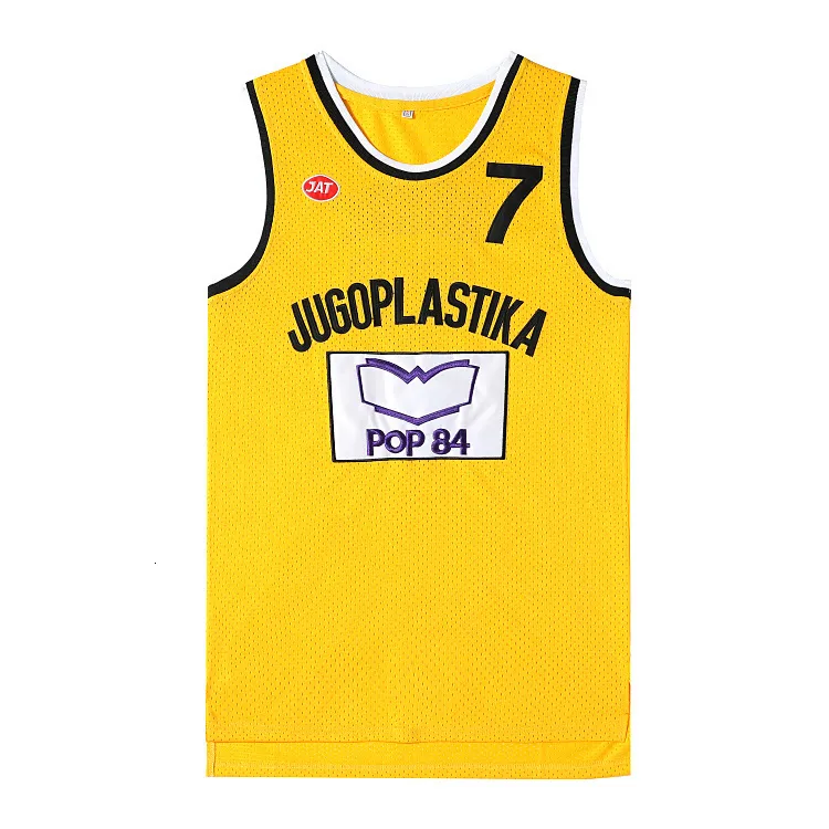 Magliette outdoor Versione cinematografica maglia da basket gialla No.7 Croazia JUGOPLASTIKA 7 KUKOC ricamo outdoor quickdrying abbigliamento sportivo traspirante 230717