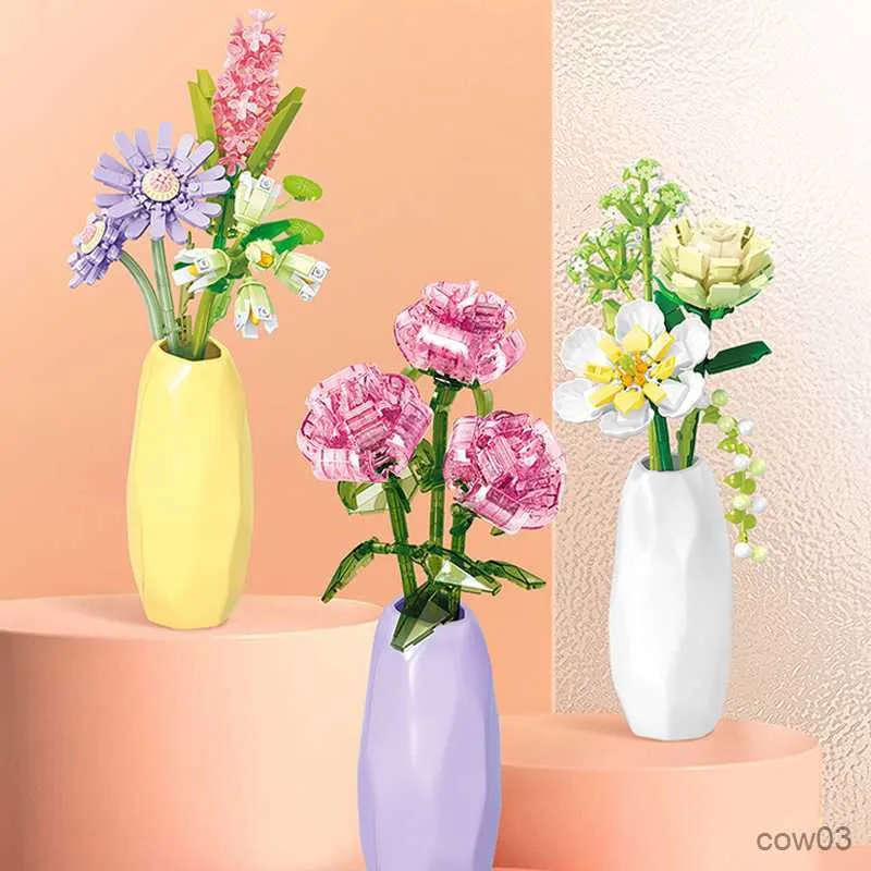 Blöcke Unsterbliche Blume Baustein Wohnkultur Montage Ornamente Set Kreatives Geschenk Spielzeug Für Kind Geburtstag Weihnachtsgeschenke R230718