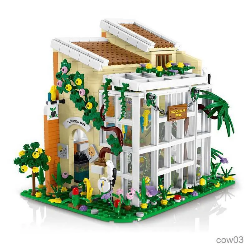 Blocs 031063 City Street View Expert Sunshine Parc Écologique Avec Brique Légère Maison Modulaire Modèle Blocs de Construction Jouet 1506pcs R230718