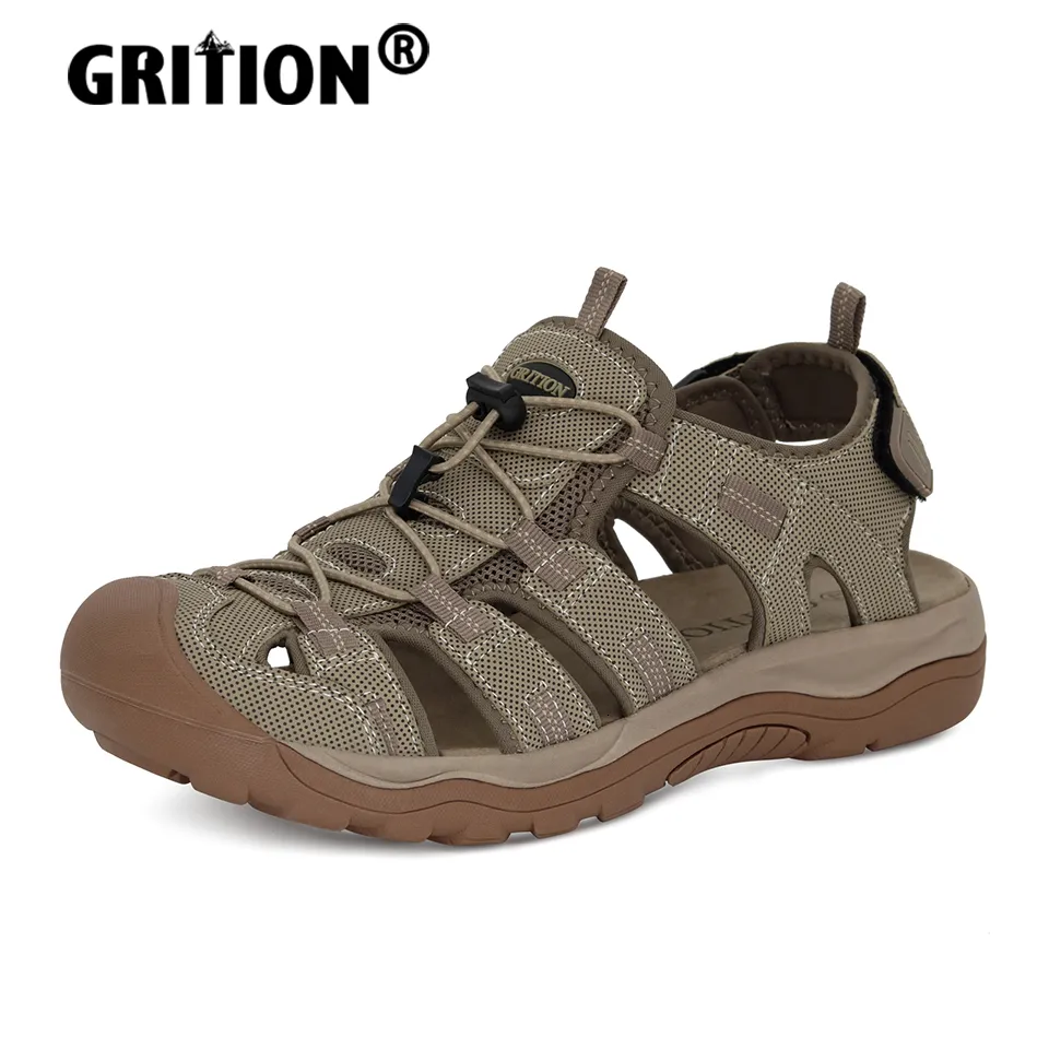 Sandália GRITION Men Outdoor Trekking Hiking Shoes Chinelos Fechados Confortável Praia Pescador Verão Atlético 40 Esportes 230718