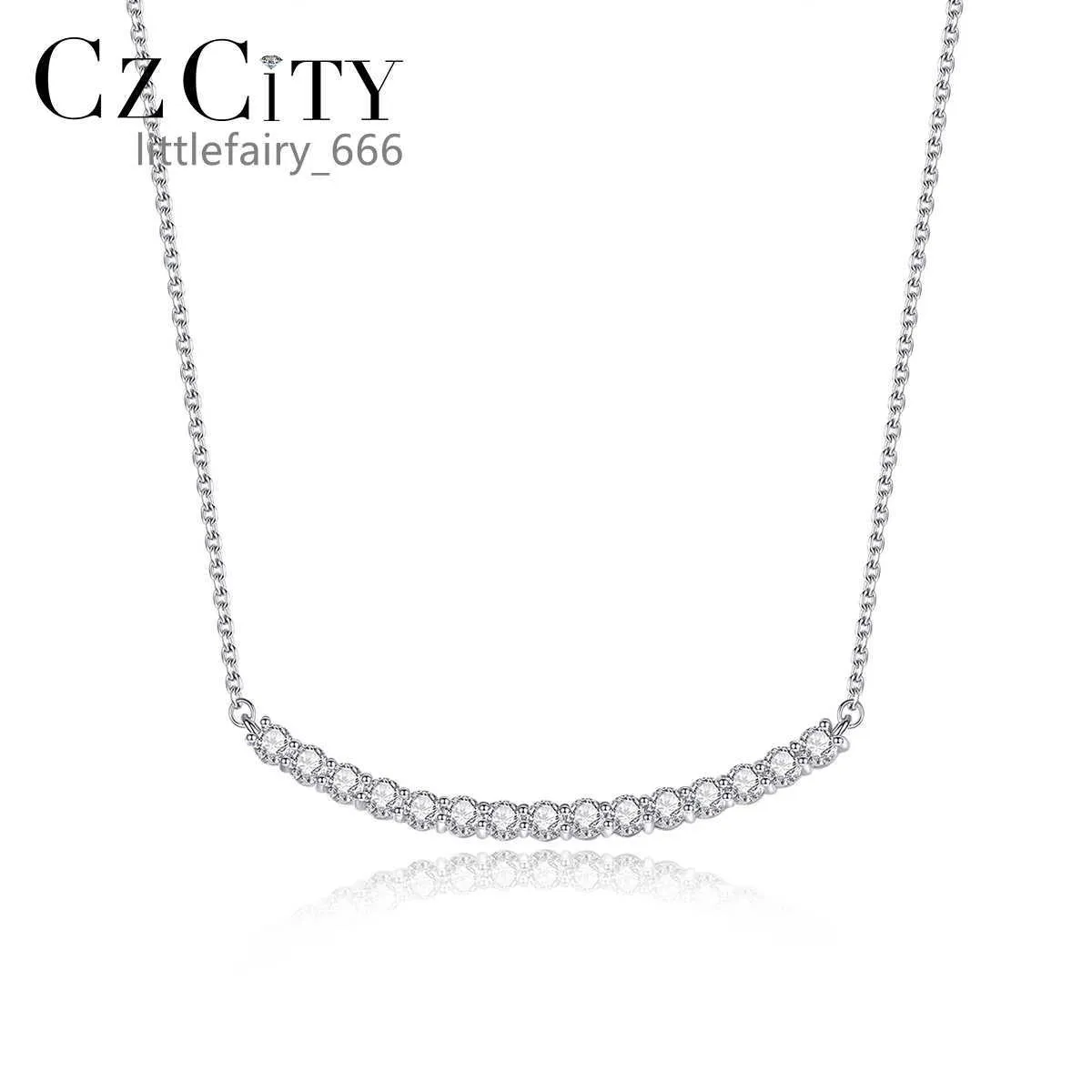 CZCITY MOISSANITE Cuban Link Sterling Srebrny Naszyjnik Kobieta Diamond Charm Designer Chocker